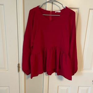 Red peplum top.